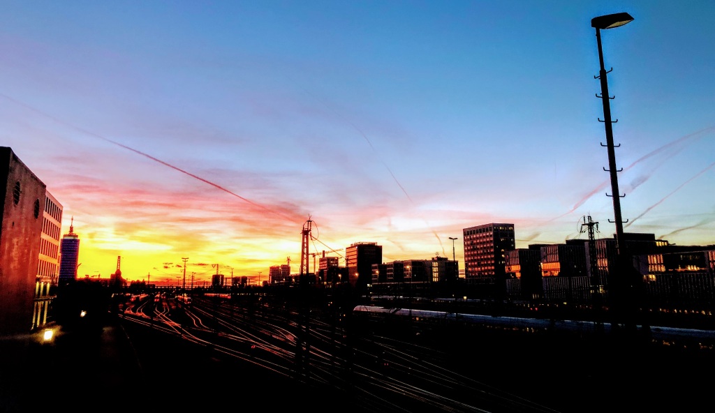 Sunset Over the the Munich Metro Lines